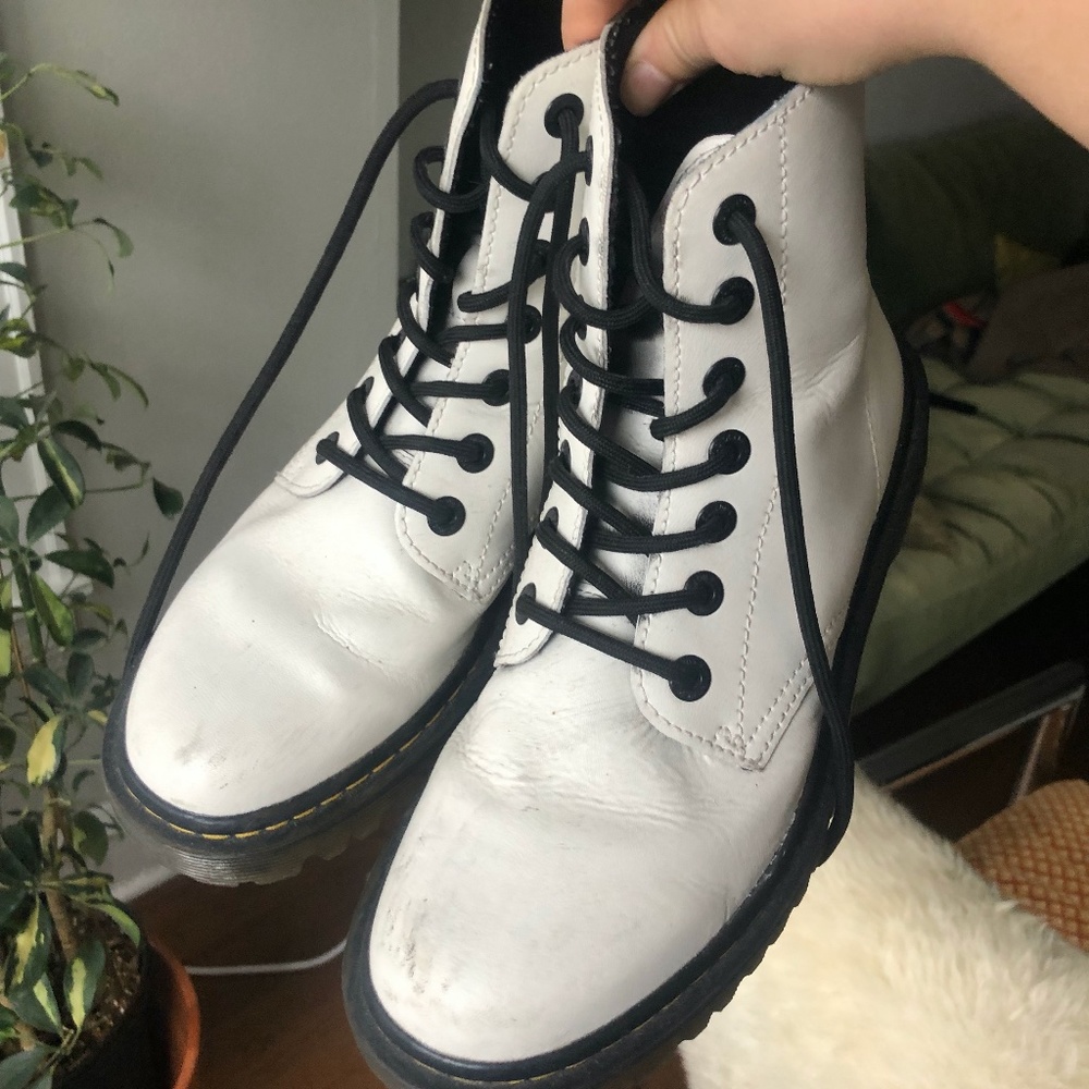 Used Dr Martens White Jadon Platform Combat Boot